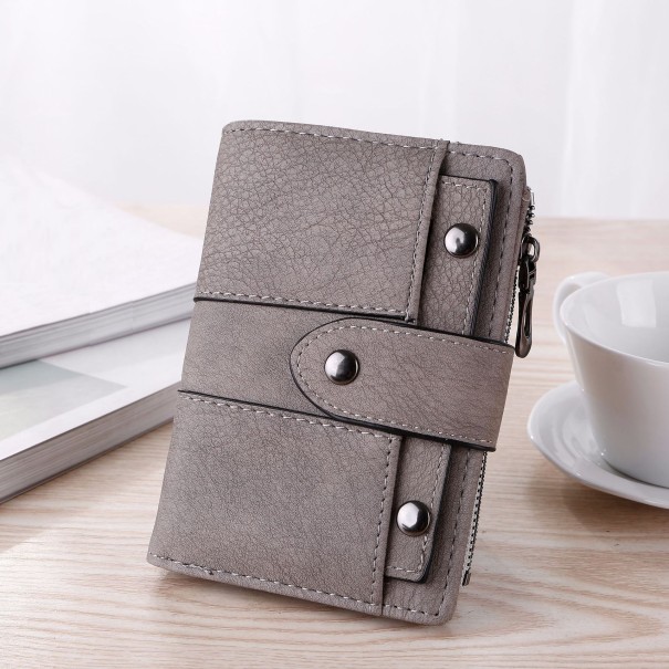 Dames leren portemonnee klein M180 grijs