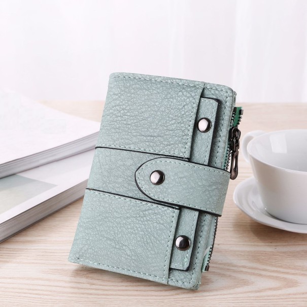 Dames leren portemonnee klein M180 turquoise