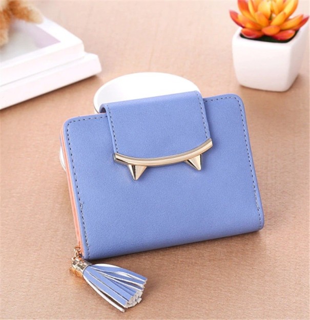 Dames leren portemonnee klein M295 blauw