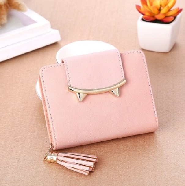 Dames leren portemonnee klein M295 roze