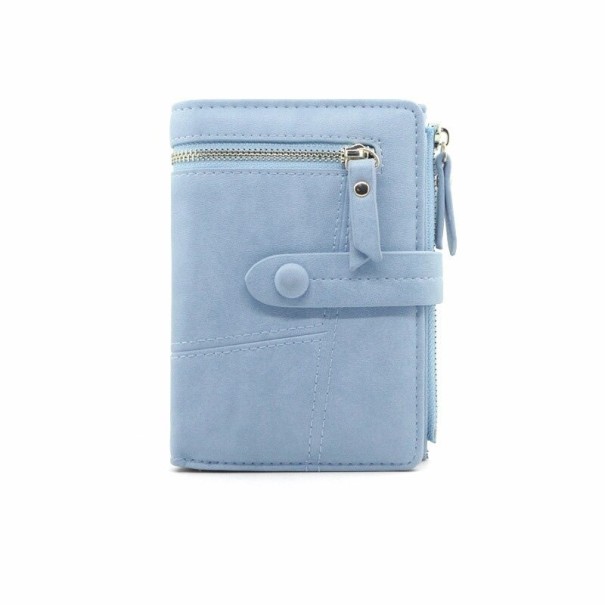Dames leren portemonnee klein M327 lichtblauw