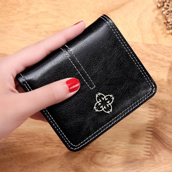 Dames leren portemonnee klein M342 zwart