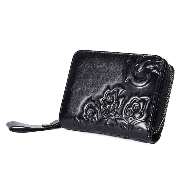 Dames leren portemonnee klein M385 zwart