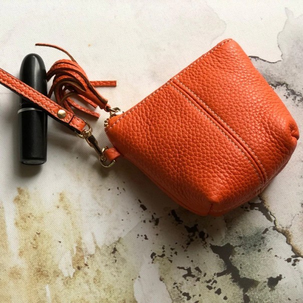 Dames leren portemonnee klein M407 oranje