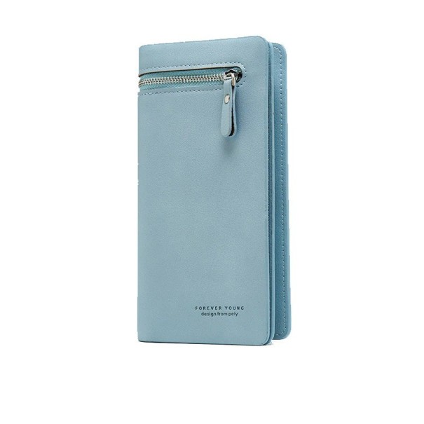Dames leren portemonnee met rits M136 lichtblauw