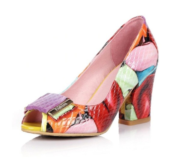 Dames leren pumps met print 40