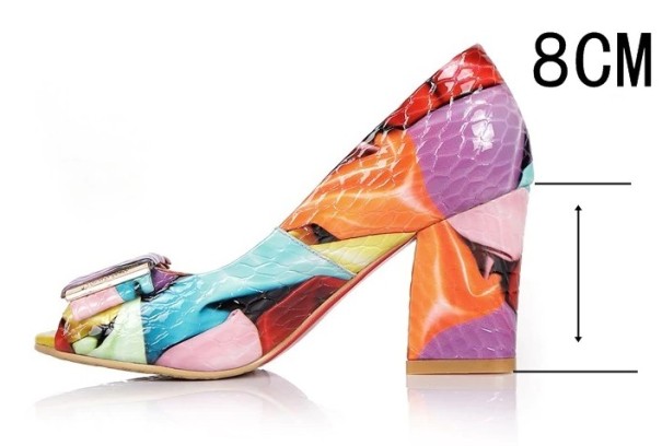 Dames leren pumps met print