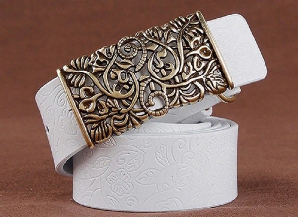 Dames leren riem L107 wit 100 cm
