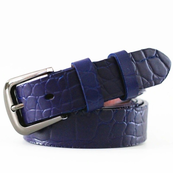 Dames leren riem L128 donkerblauw 115 cm