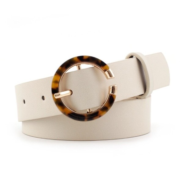 Dames leren riem L132 crème 2