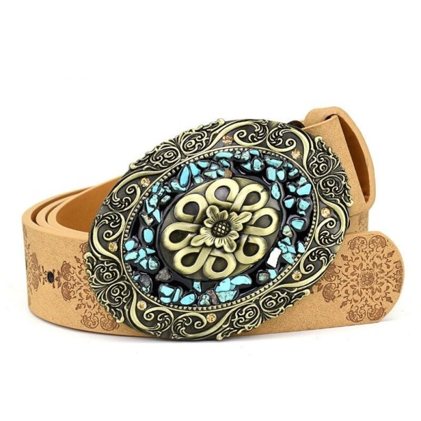 Dames leren riem L172 lichtbruin 100 cm 2