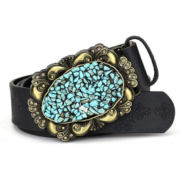 Dames leren riem L172 zwart 115 cm 8