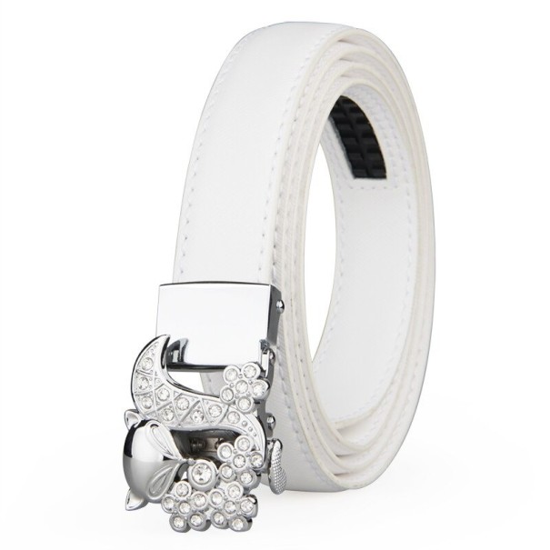 Dames leren riem L181 wit 135 cm 4