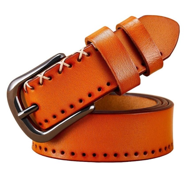 Dames leren riem L207 lichtbruin 100 cm