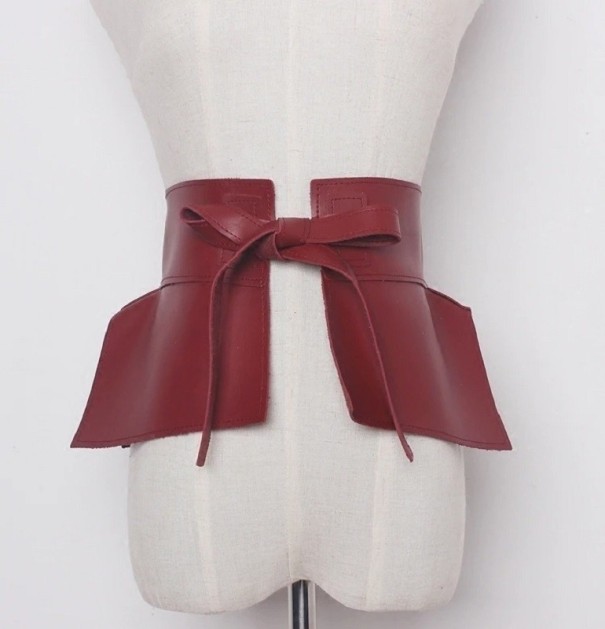 Dames leren riem L231 wijnrood