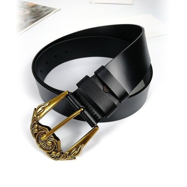 Dames leren riem L235 zwart 110 cm