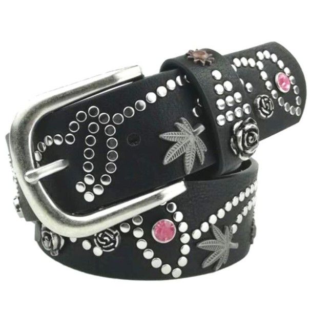 Dames leren riem L243 zwart 100 cm