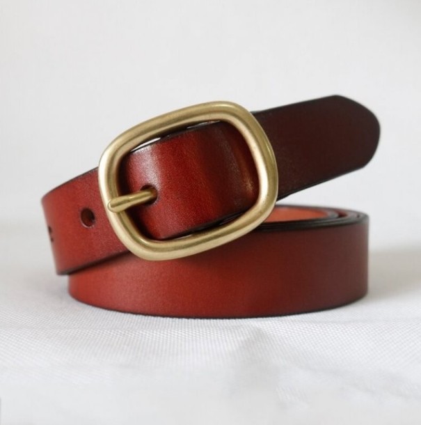 Dames leren riem L29 wijnrood 110 cm