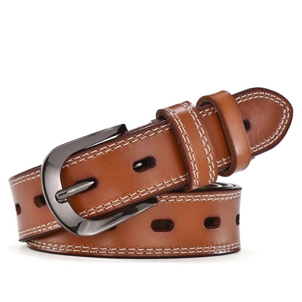 Dames leren riem L41 lichtbruin 100 cm
