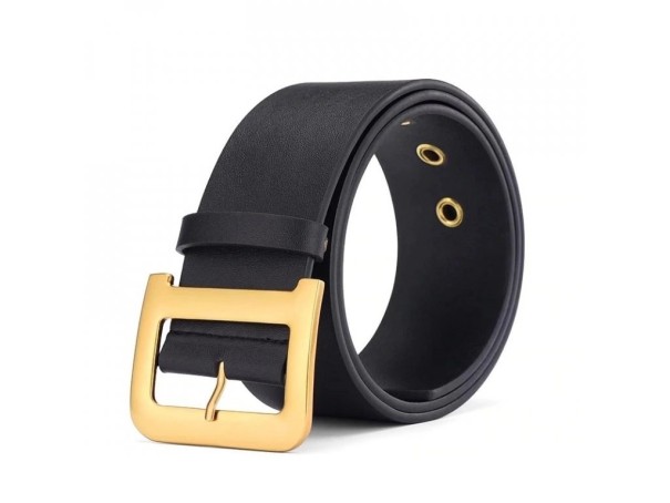 Dames leren riem L70 goud 115 cm