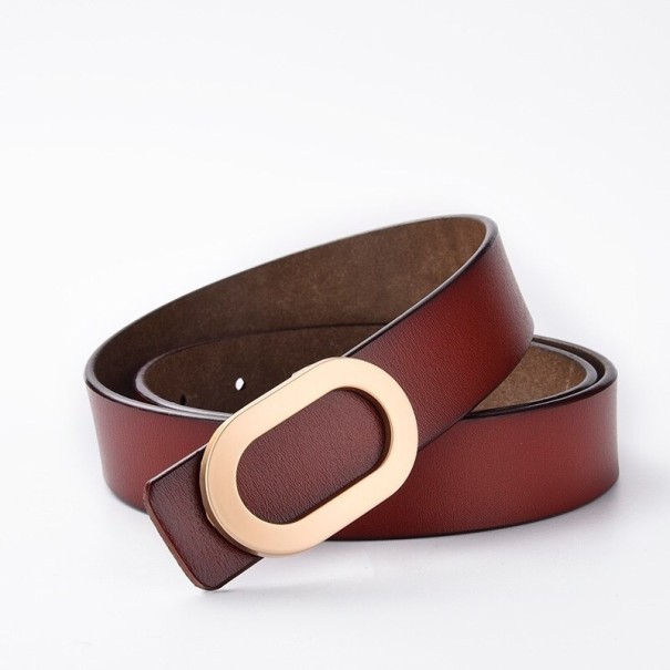 Dames leren riem L81 donkerbruin 105 cm