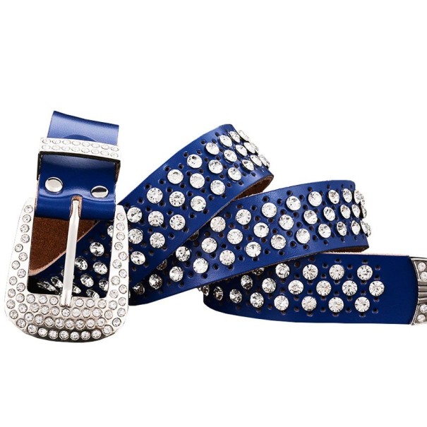 Dames leren riem met strass steentjes
