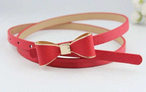 Dames leren riem met strik L67 rood