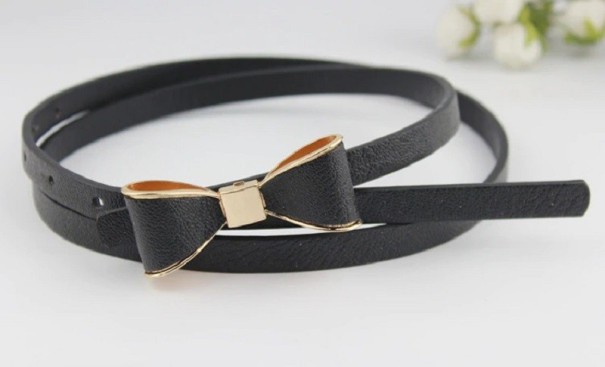 Dames leren riem met strik L67 zwart