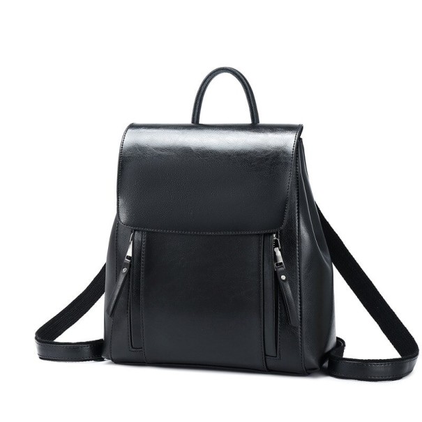 Dames leren rugzak E798 zwart