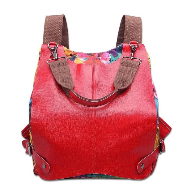 Dames leren rugzak E926 rood