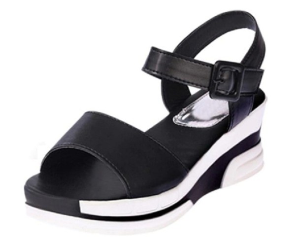 Dames leren sandalen zwart 35