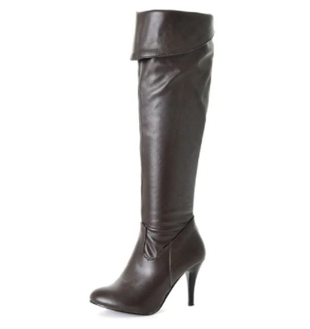 Dames leren stiletto laarzen J1723 bruin 50