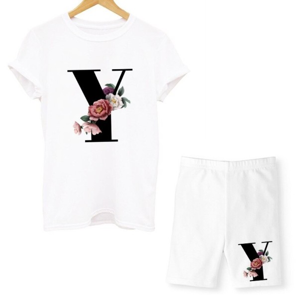 Dames letter T-shirt en short M Y