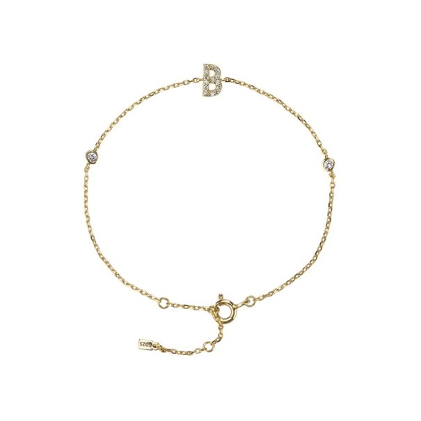 Dames letterarmband met strass steentjes B