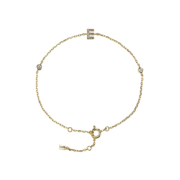 Dames letterarmband met strass steentjes E