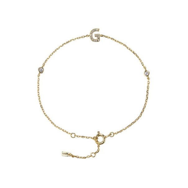 Dames letterarmband met strass steentjes G
