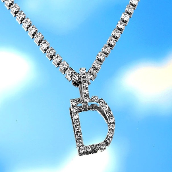 Dames letterketting met zirkonen D