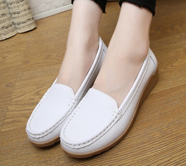 Dames loafers met sleehak wit 40