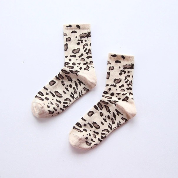 Dames luipaard sokken beige