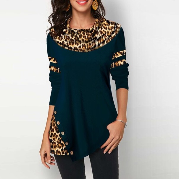 Dames luipaard top A1080 donkergroen 4XL