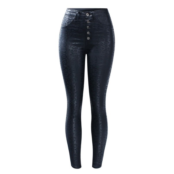 Dames luipaardprint imitatieleren jeans M