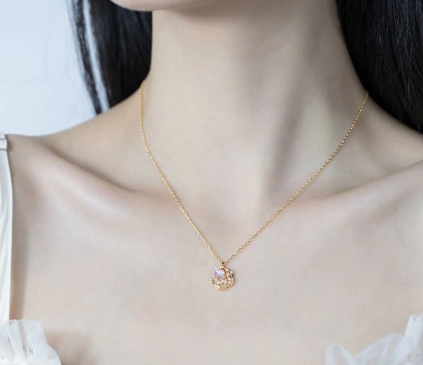 Dames maan ketting D327 goud