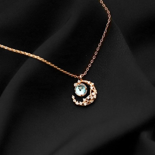 Dames maan ketting D437 goud