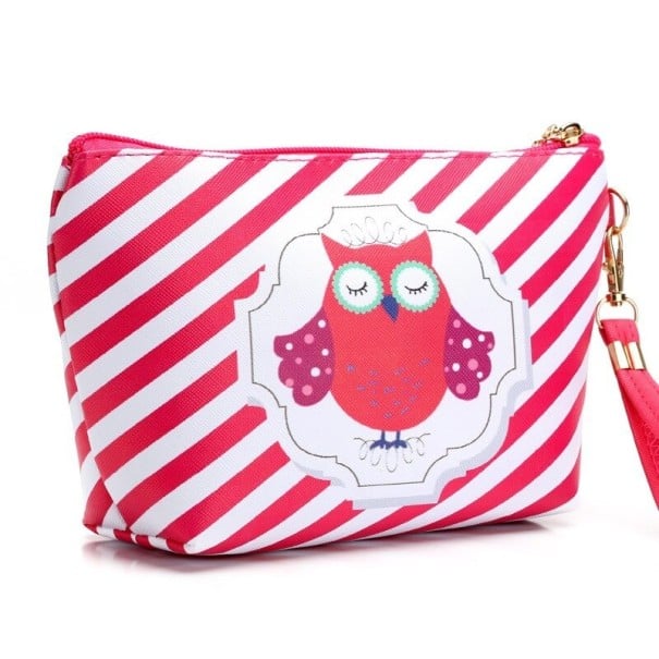 Dames make-up tas met uiltjesmotief Rits etui met polsband Polyester en katoen 21,5 x 12,5 x 7 cm Voor in de handtas 5