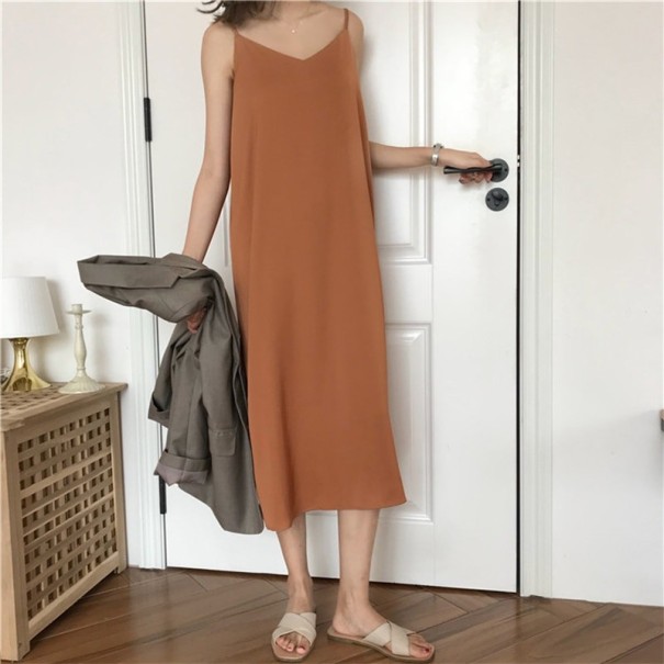 Dames maxi-jurk met bandjes bruin
