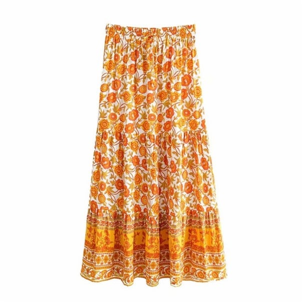 Dames maxi rok met bloemenpatroon G128 L