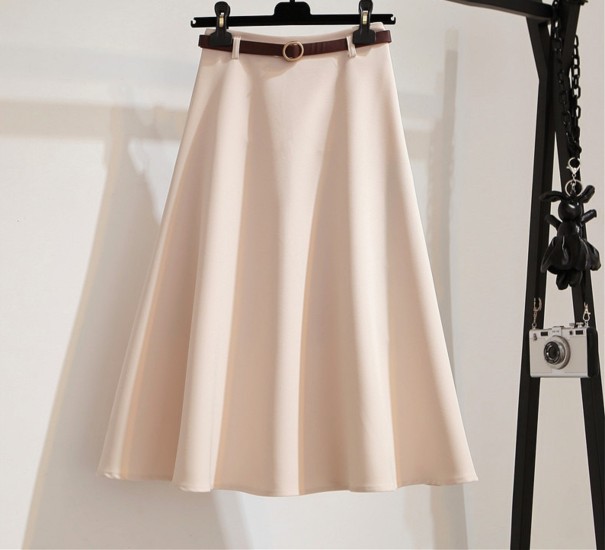 Dames midi rok met riem A1910 crème M