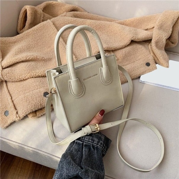Dames mini crossbody handtas voor in de hand en over het lichaam Twee bovenste handvatten en lange verstelbare schouderband PU leer wit