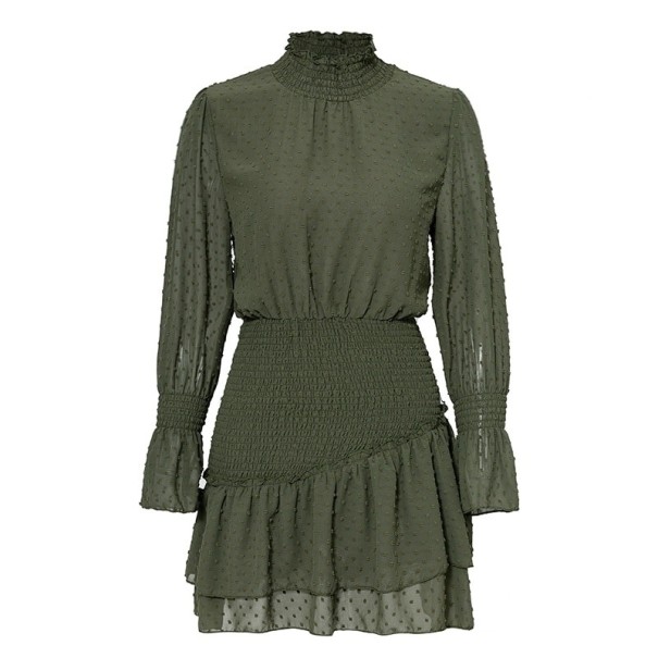 Dames mini-jurk met opstaande kraag groen XS