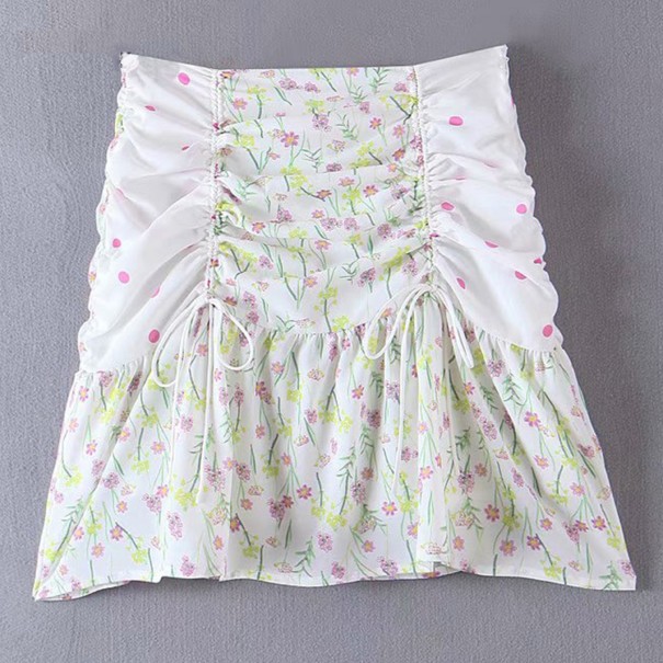Dames minirok met bloemen en stippen M